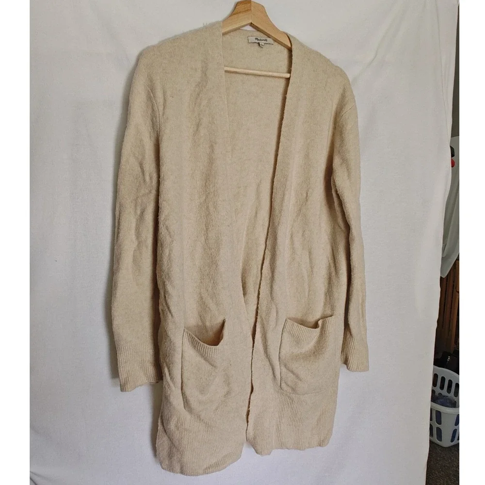 Madewell Kent Cardigan Cosiest Yarn Knit‎ Long Line Oatmeal Beige G9611 Small S